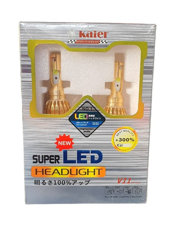 Kaier Super LED Head Light - Color Temp 6000K - 7200LM - V11 Series Model H8, H11, H16