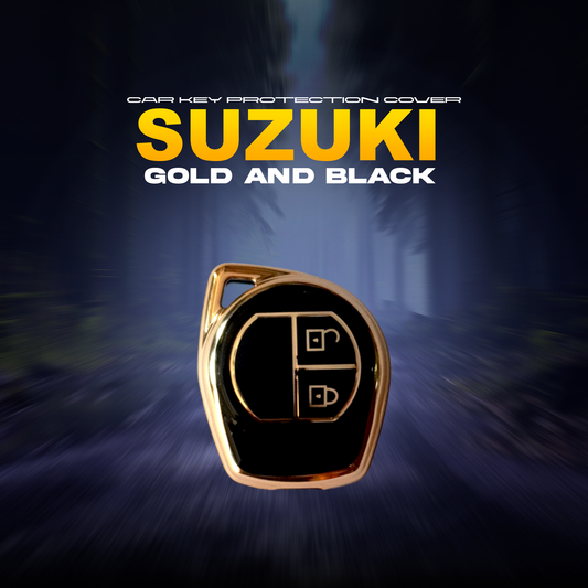 Suzuki Car Key Protection Cover - Gold & Black