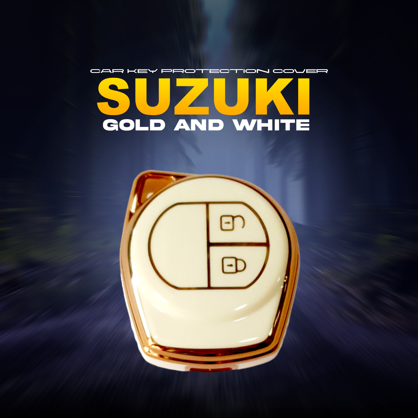 Suzuki - Gold & White - Car Key Protection Cover